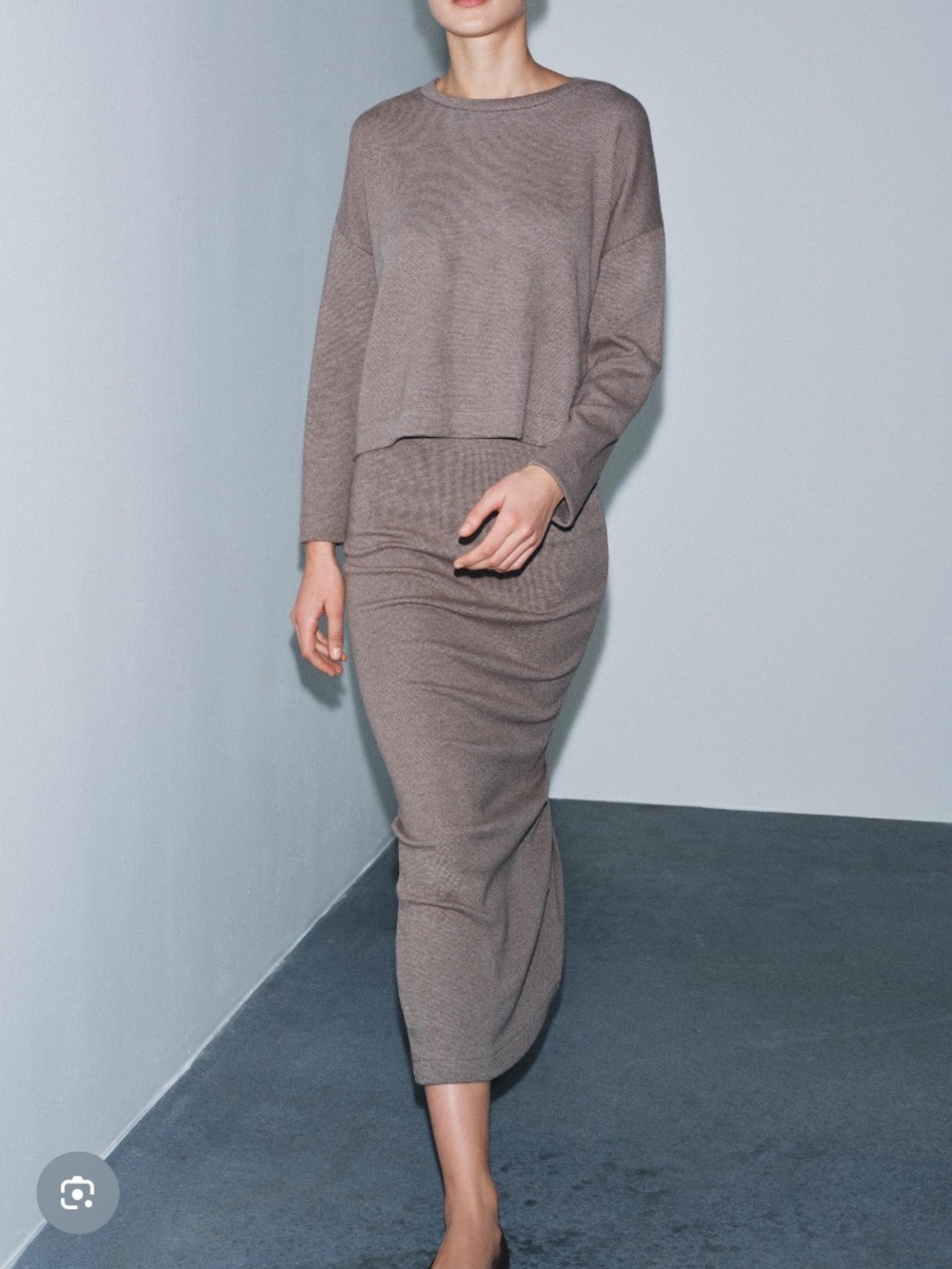 ZARA Brown Marl Knit Midi Skirt